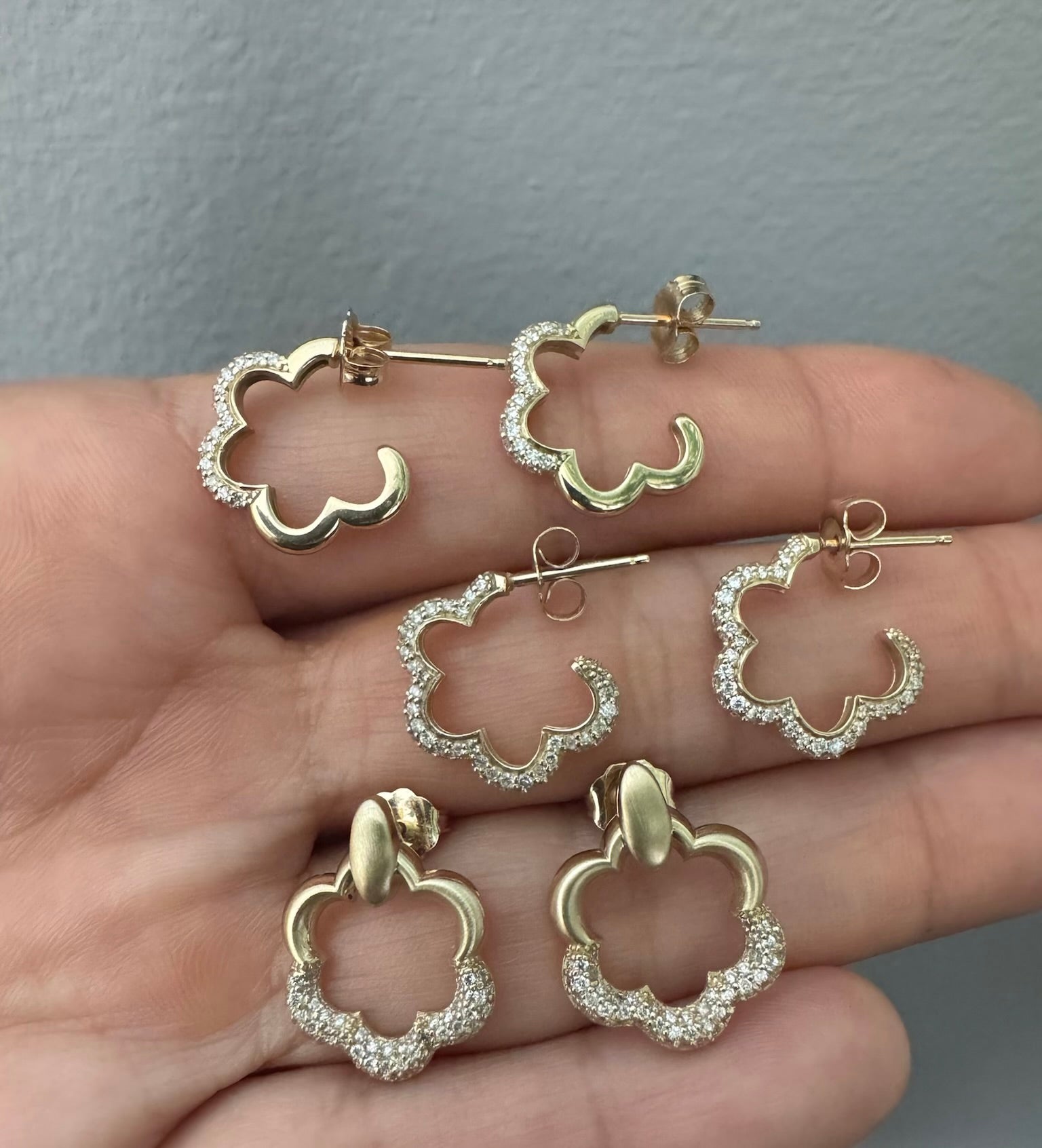 Half Pave Florette Hoops