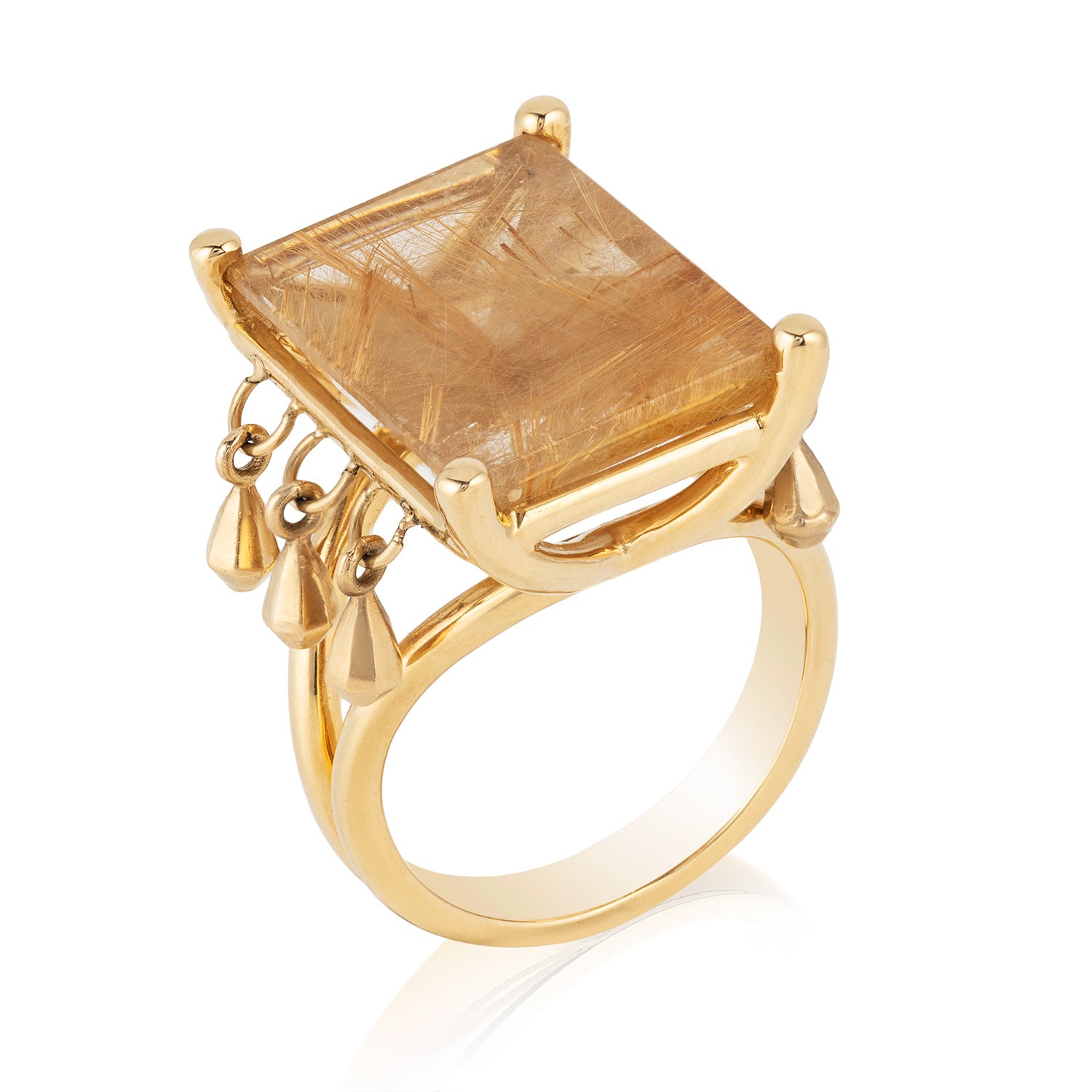 GoldDrop Ruthilated Quartz Ring