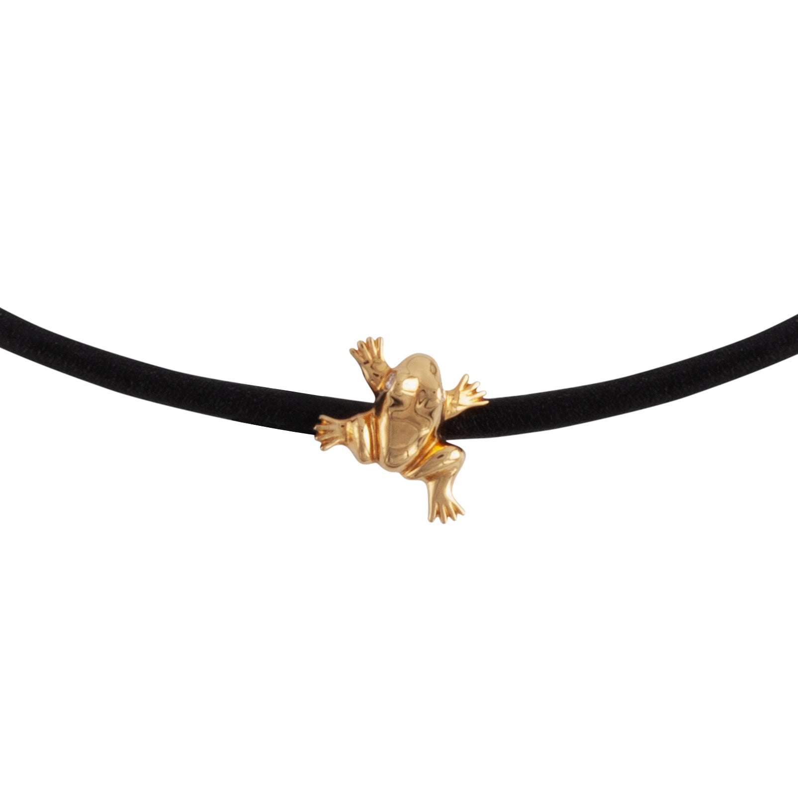 LEATHER BRACELET/CHOKER WITH FROG