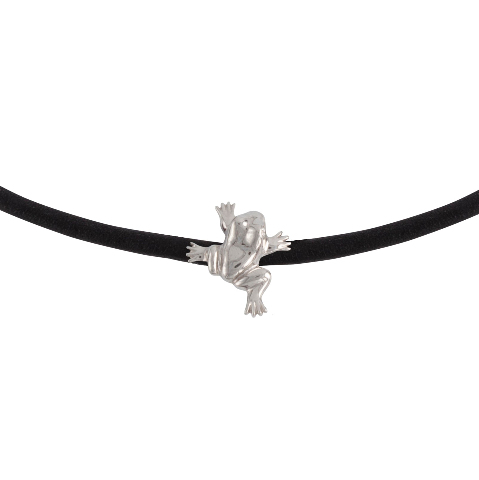 LEATHER BRACELET/CHOKER WITH FROG